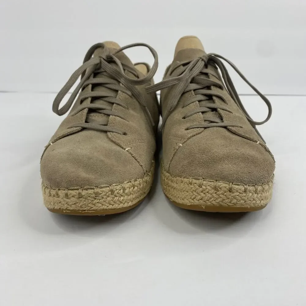 TOMS Womens size 8.5 Lena Desert Suede Leather Espadrille Lace Up Shoes